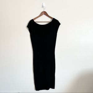 💜 5/$35 Zara Knit V Back Knee Length Midi Dress Black Size L
